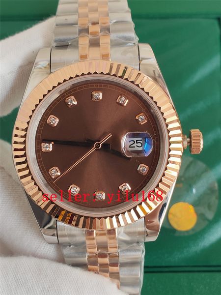 

sell pvd luxury ui mens wristwatches mechanical classicbrown face 41mm black dial 2813 automatic rose gold movement fashion manual watches f, Slivery;brown