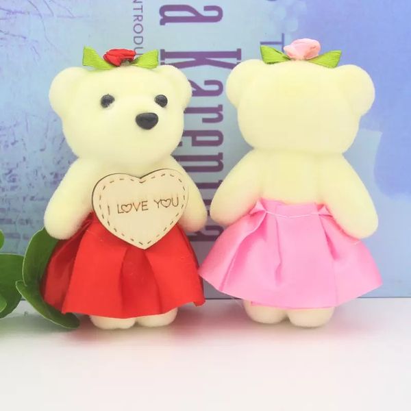 2022 Love Marca de pelúcia brinquedo urso boneca dos desenhos animados buquê saco flor boneca casamento pequeno presente pequeno pingente 11cm