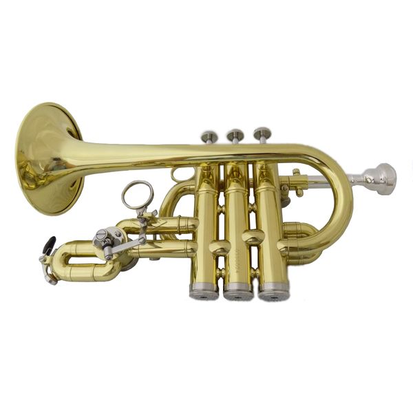 BB/a Piccolo trompete trompetes de latão com bocal de bocal instrumentos musicais pistões de aço inoxidável trompete