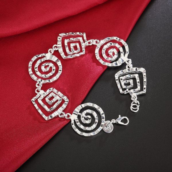 

925 stamp silver color screw strand bracelets for women charms bangles fashion, Black