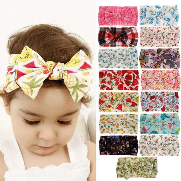 Tasarım Bebek Kız Çiçek Naylon Kafa Kaktüs Sorunsuz Çilek Karpuz Ananas Baskılı Bebek Kız Hairband Bohemia Tropikal