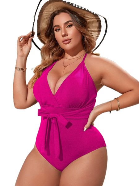 

plus knot front one piece swimsuit h0ax#, White;black