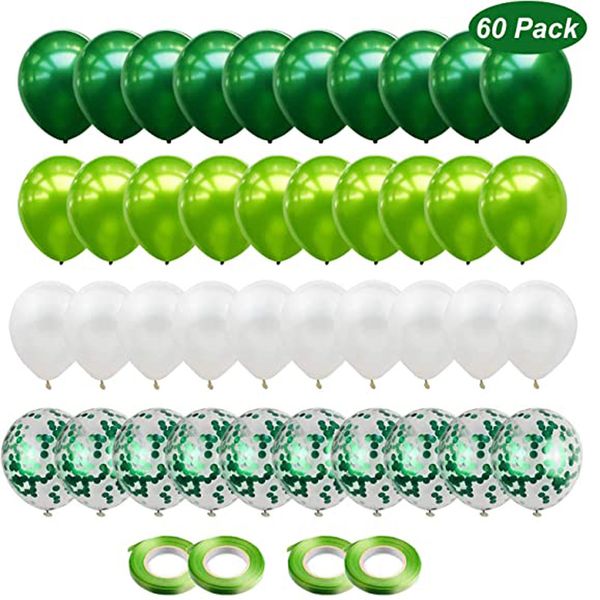 FESTIDOS DE FESTO 40PCS Balões verdes Conjunto de confetes metálicos Salari Safari Animal Birthday Party Decorações infantis filhos Favores do chá de bebê de menino