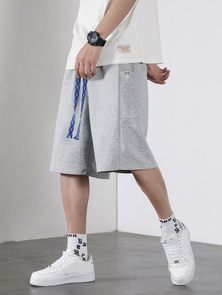 

men letter patched detail drawstring waist shorts 15zy#, White;black