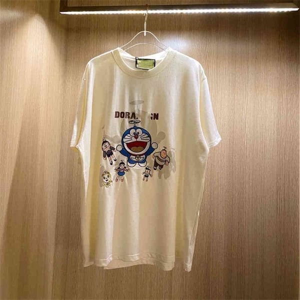 

66% off new high version gu + summer cartoon print embroidered letters casual t-shirt for women, White