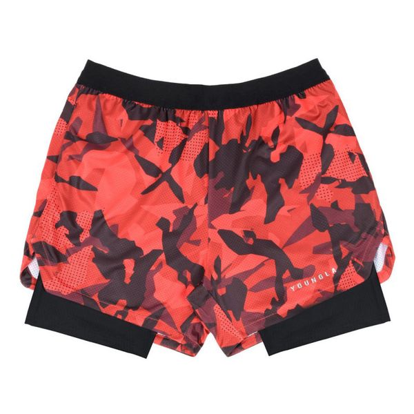 

men's summer leisure mesh double-layer five point pants running shorts, White;black