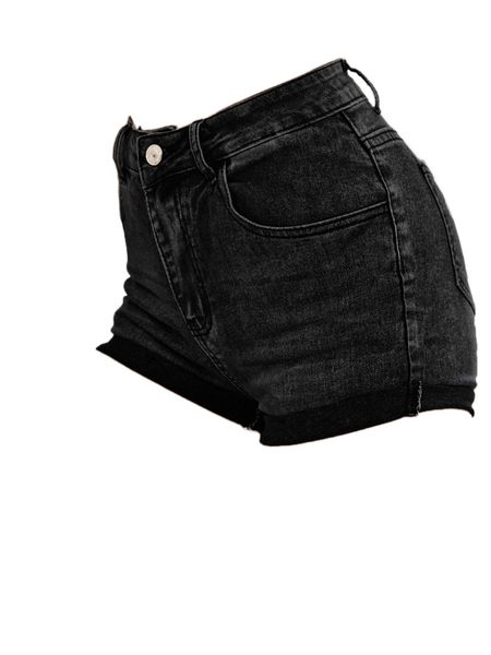 

roll hem skinny denim shorts j0nn#, White;black