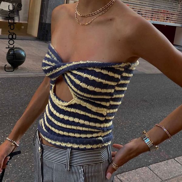 

knitted sweaters cut out strapless crop for women fashion backless cropped tanks holiday streetwear, Black;gray