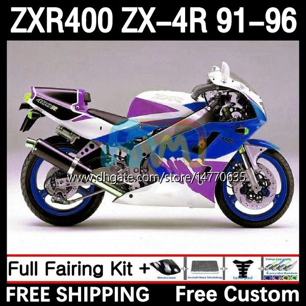 Carrozzeria per KAWASAKI NINJA ZXR 400 CC ZX4R ZXR400 ZX-4R 91 92 93 94 95 96 12DH.168 Corpo ZX 4R ZXR-400 1991 1992 1993 1994 1995 1996 400CC 91-96 Kit carenatura OEM viola blu