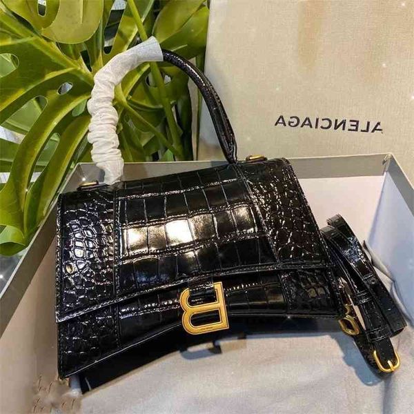 

evening bag designer balencaigass female fashion versatile b family crocodile hourglass leather one shoulder