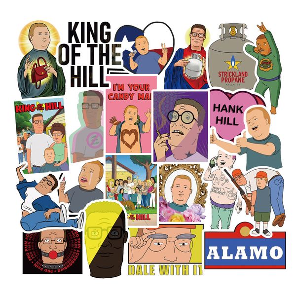 50pcs King of the Hill adesivos Acessórios de skate para laptop garrafas de água laptop Copo do computador de computador Decoração de celular Decoração infantil Toys Toys