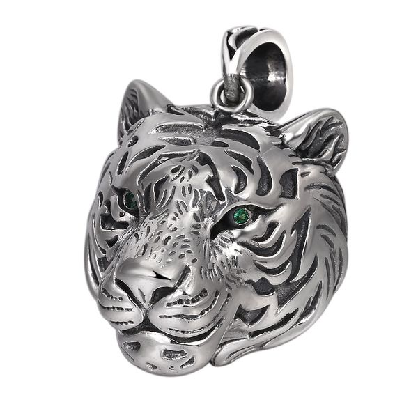 

925 sterling silver tiger head pendant necklaces american european vintage handmade antique punk gothic hip-hop luxury jewelry accessories g