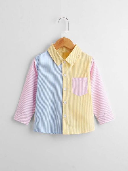 

toddler girls striped colorblock pocket patched blouse she, White;black