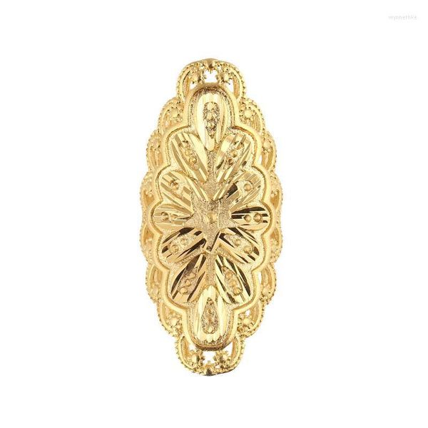 Anéis de casamento Etiópia Gold Color Flower Tamanho grátis Ringue para as mulheres Trendy African Arabian Jewelry Gift Wynn22