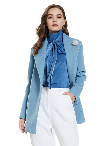 

miegofce pocket patched brooch detail self belted overcoat j7jl#, Black