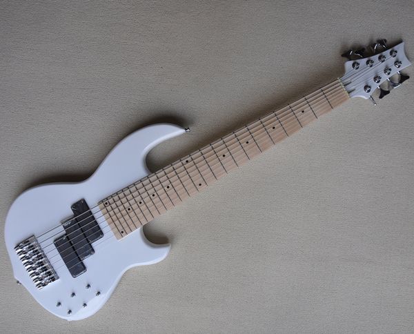 

8 string white electric bass guitar with maple fingerboard offer customize