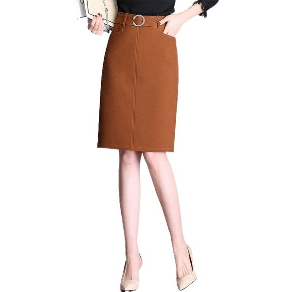 

skirts shinymora spring summer women a line knee length office lady elegant pack hip female high waist slim p1f0#, Black