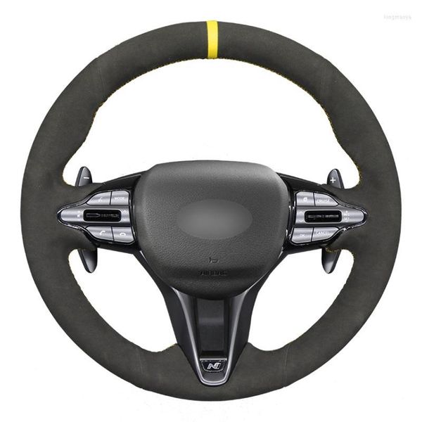 Tamas do volante para o volante Marcador amarelo preto Campa de camurça preta para i30 n 2022-2022 VeloSter 2022-2022STEERINA