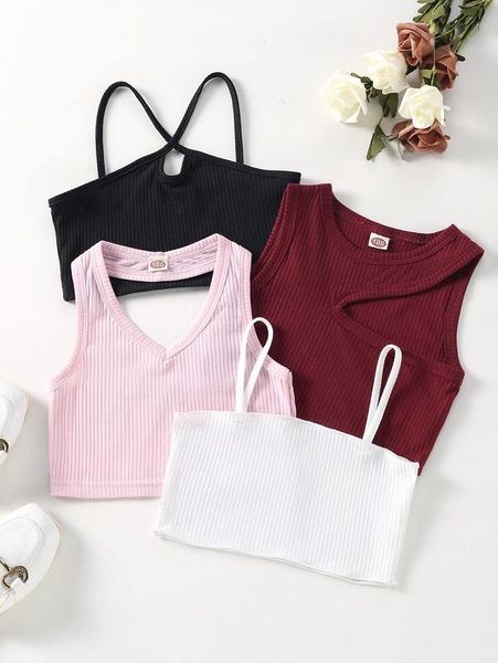 

toddler girls 4pcs crisscross halterneck tank she, Blue