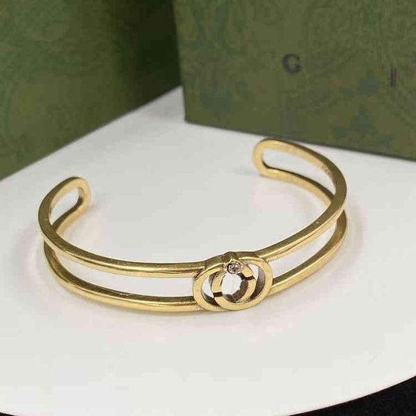 

fine jewellery bangle 2022 double open bracelet adjustable brass material niche design bracelet, Black