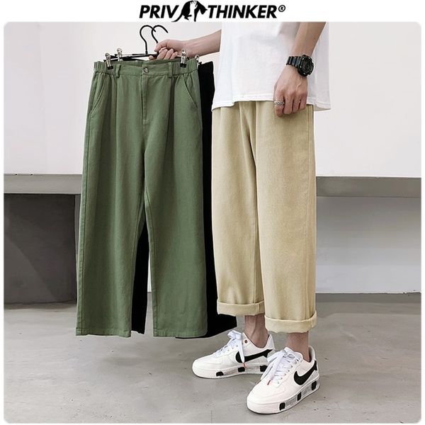 

privathinker korean solid color men harem mens cotton casual straight pants japanese streetwear man trousers 220712, Black