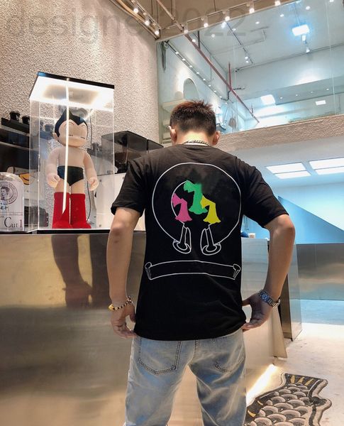 

men's t-shirts designer high version 22ss spring and summer reflective magic flash cross sanskrit horseshoe couple os short sleeve t-sh, White;black