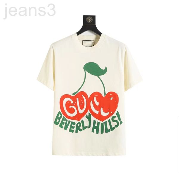 

men's casual shirts designer gaoding g classic cherry print short sleeve t-shirt loose yuan standard sydney paper lovers double yarn hi, White;black