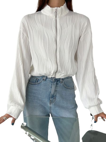 

dazy zip up drop shoulder jacket z57r#, Black;brown