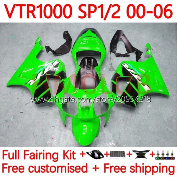 Kit carrozzeria per HONDA VTR1000 RC51 SP1 SP2 RTV1000 2000-2006 Bodys 110No.208 VTR-1000 00 01 02 03 04 05 06 VTR 1000 2000 2001 2002 2003 2004 2005 2006 Carenatura Verde nero