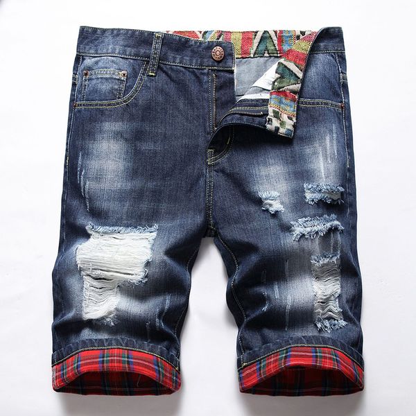 Jeans Denim Shorts Männer Patchwork zerrissener Sommerdesigner Mens gebleicht Retro große Größe Short Hosen Hosen 28-42