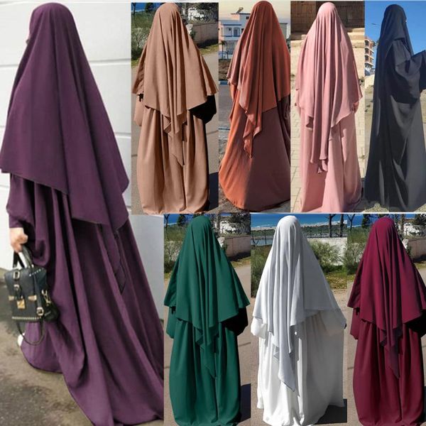 Eid Preghiera Indumento Abaya Jilbab Islam Abbigliamento etnico Niqab Burqa Khimar Hijab Lungo Ramadan Arabo musulmano Hijab Donna Abaya Top