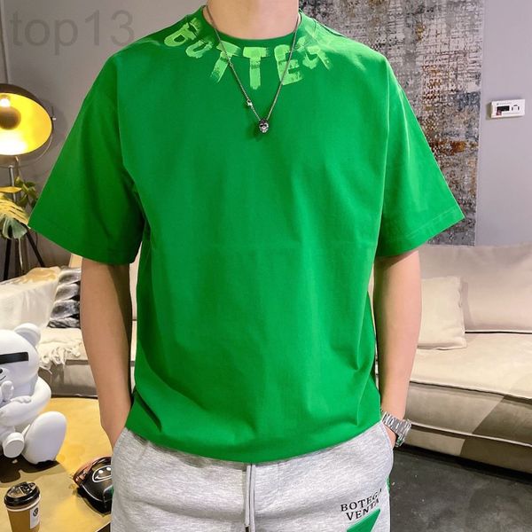 

men's t-shirts designer brand bv2022 new men's and women's short sleeved couple t-shirt hand-painted letters versatile large, White;black