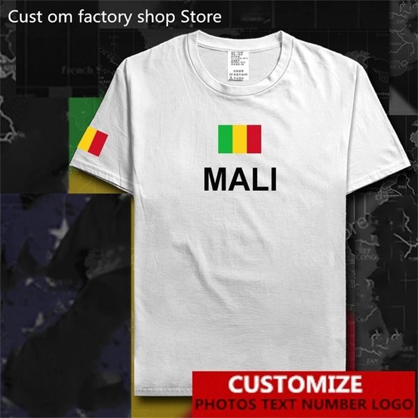 Republik Mali T-Shirt Kostenlose benutzerdefinierte Jersey DIY Name Nummer 100 Baumwolle T-Shirts MLI malische Landesflagge T-Shirt 220620