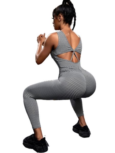 

honeycomb textured cut out unitard jumpsuit s8mk#, Gray