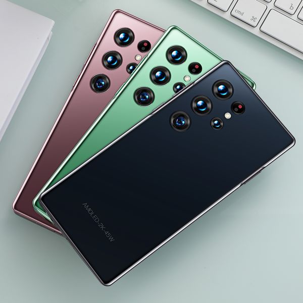 2023 Smart Phone di vendita caldo S22 Ultra 5G 7.3 Incell Grande schermo reale 12 GB 512 GB 7300 mAh Coperchio posteriore in vetro sfumato elettrolitico 3D