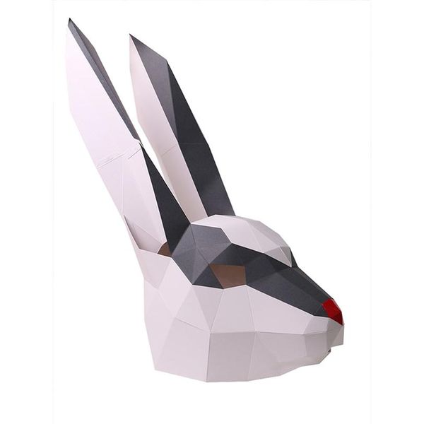 

puzzles diy 3d snow rabbit head animal assembly paper process kit toys inst271s