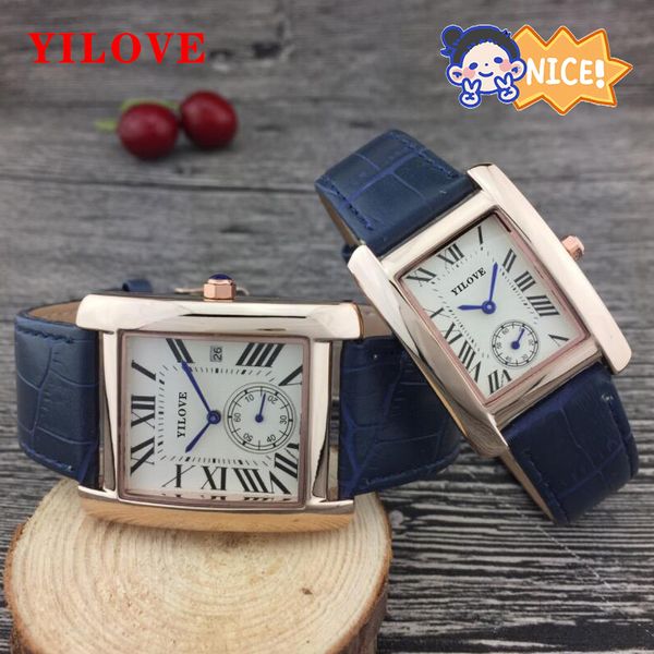 Paar-Stil, klassische Luxusuhr für Herren und Damen, Quarz-Lederarmband, modische Zeituhr mit Logo, quadratische Armbanduhr mit Edelstahlgehäuse für Paare