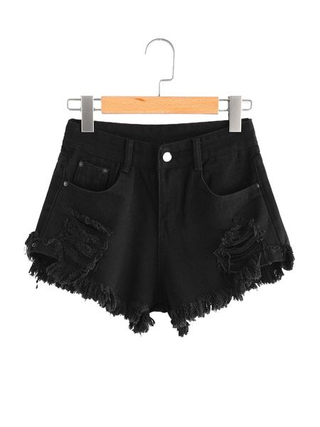 

distressed frayed high-rise shorts a21m#, White;black
