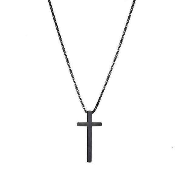 

cross strands necklace simple fashion pendant, Black