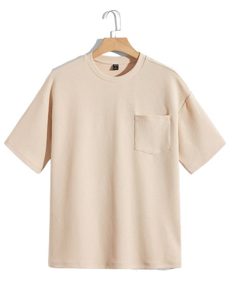 

men patched pocket drop shoulder tee j4en#, White;black