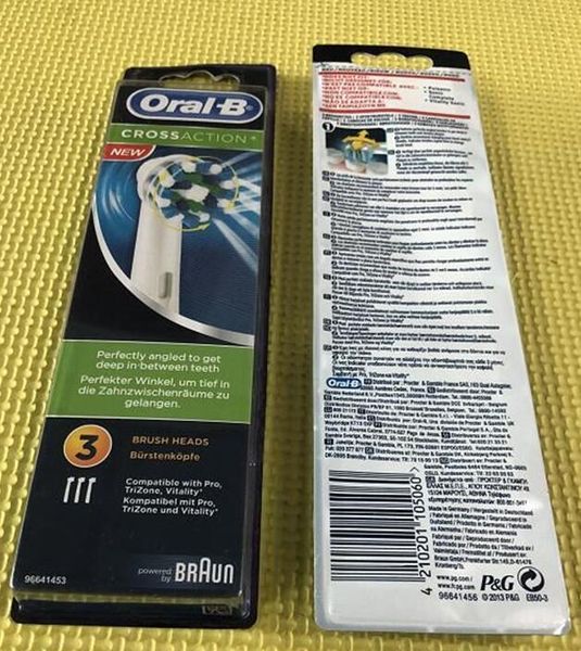 

oral-b eb50-3 cross action white replacement toothbrush heads for automatic electric toothbrush deep cleaning 3head/set