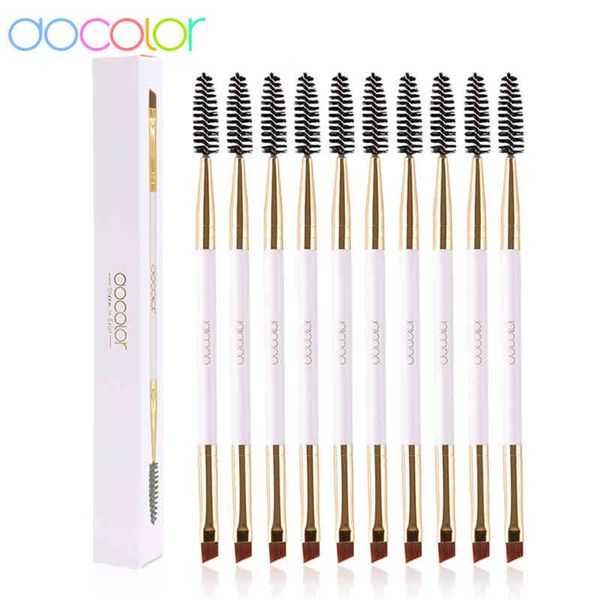 

docolor 5/10pcs white black professional double headed eyebrow eyelash makeup brushes thin hair wholesale angled eye brow brush 220514