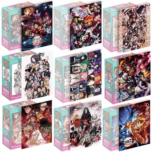 1000 PCs Cartoon Series Jigsaw Anime Puzzle Demon Slayer Kimetsu No Papel Yaiba