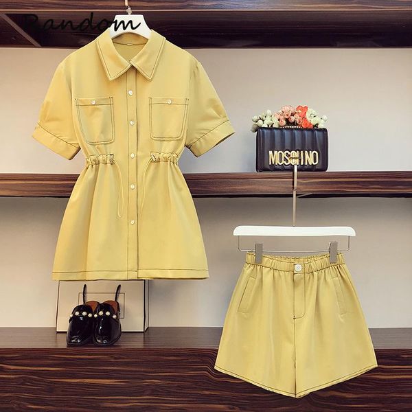 

plus size 4xl women blazer work suit shirt and short pant two piece office matching set street outfit summer clothing, White