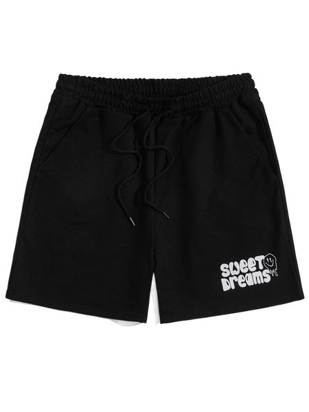 

romwe guys letter graphic shorts 30n1#, White;black