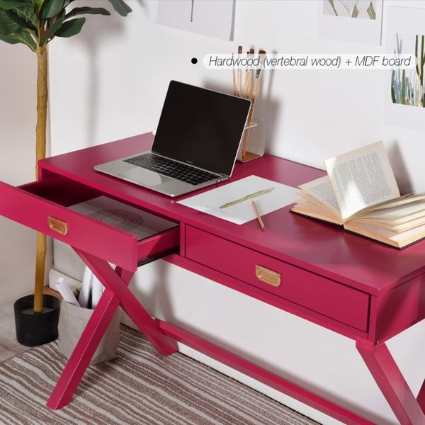 

furniture modern x-base writing desk two-drawer makeup vanity table pink