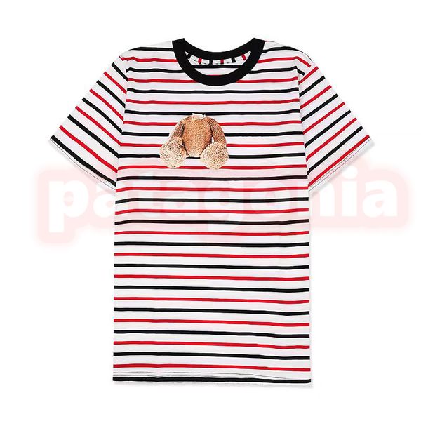 

men womens fashion trend t shirts designer bear print striped tees couples hip hop casual size s-xl, White;black