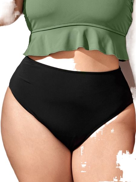 

plus high waisted bikini panty 74xu#, Black