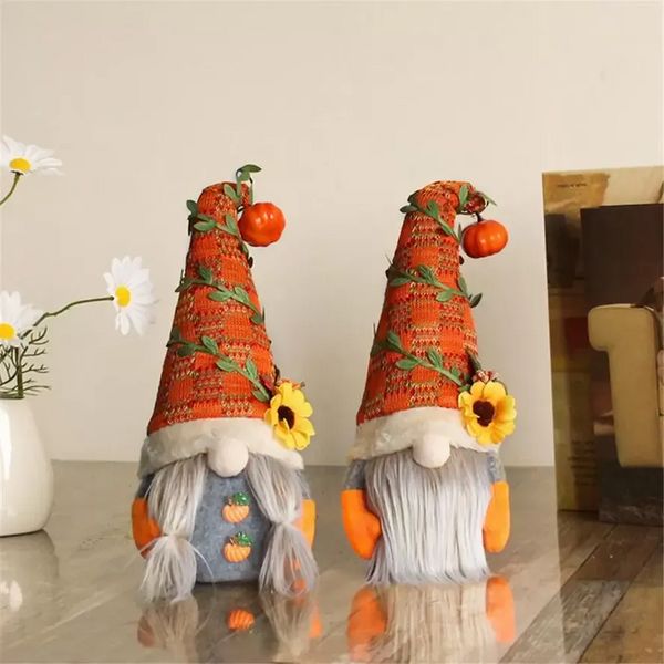 Forniture per feste Halloween Ringraziamento Fall Harvest Decoration Gnomi con peluche di zucca Dwarf Dwam Home Ornaments FY2973 0817