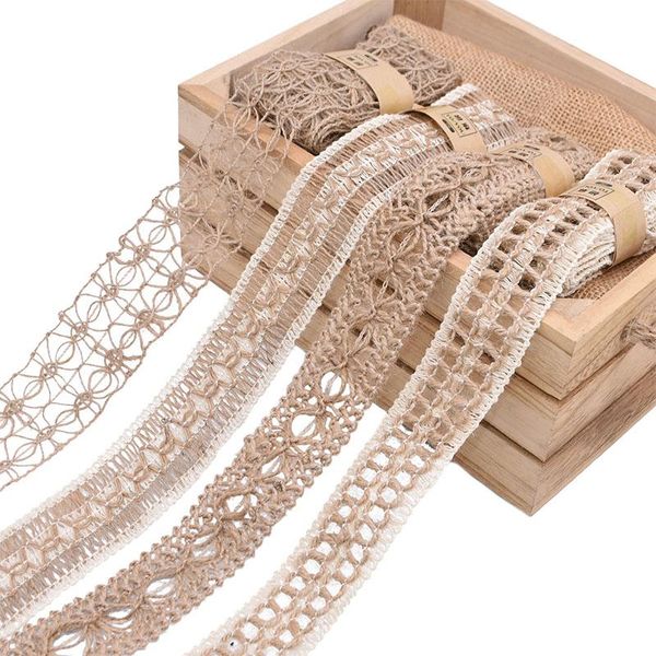 Kumaş ve Dikiş 2m/Lot Doğal Jute Çuval Örtüsü Şeridi DIY Hediye Wardprping Vintage Festival Dekorasyon Partisi Craftsfabric Fabricfabric